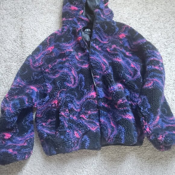 ZARA L XL colorful fluffy fleece jacket - Picture 5 of 5